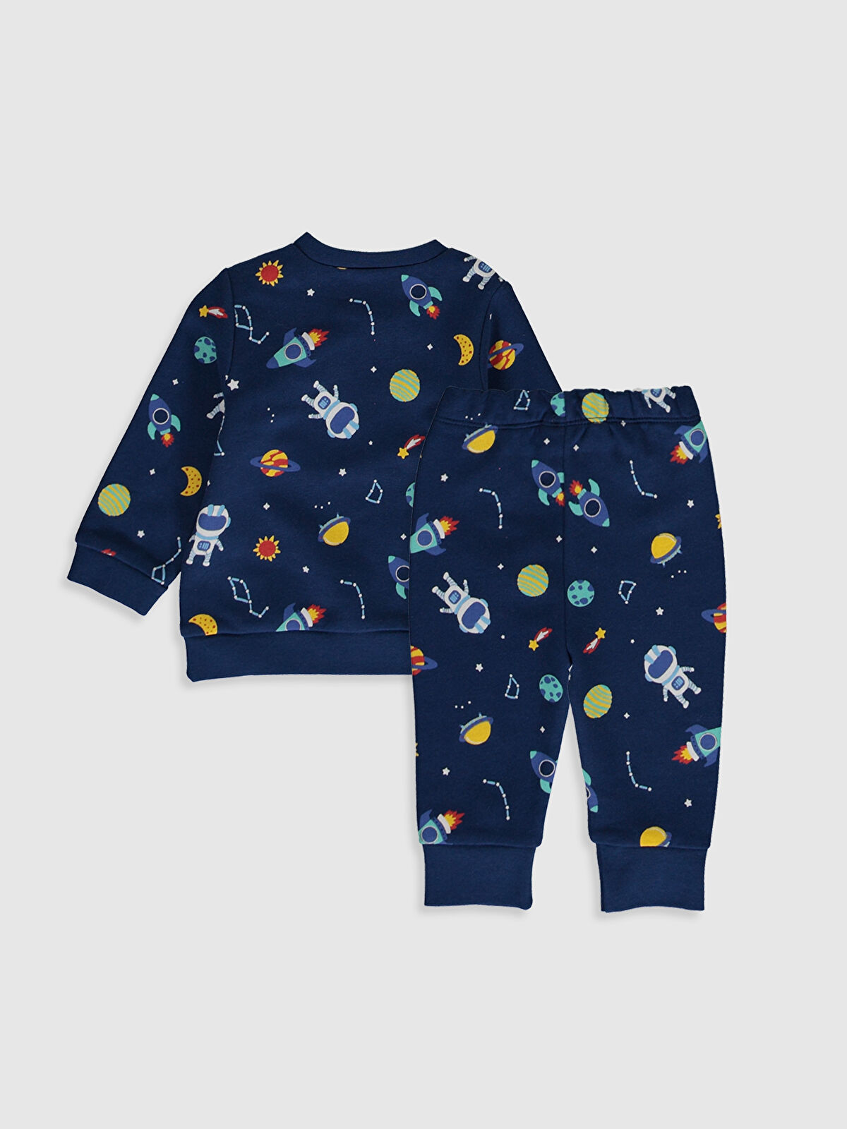 Lacivert Erkek Bebek Desenli Pijama Alt ve Üst Takım LC