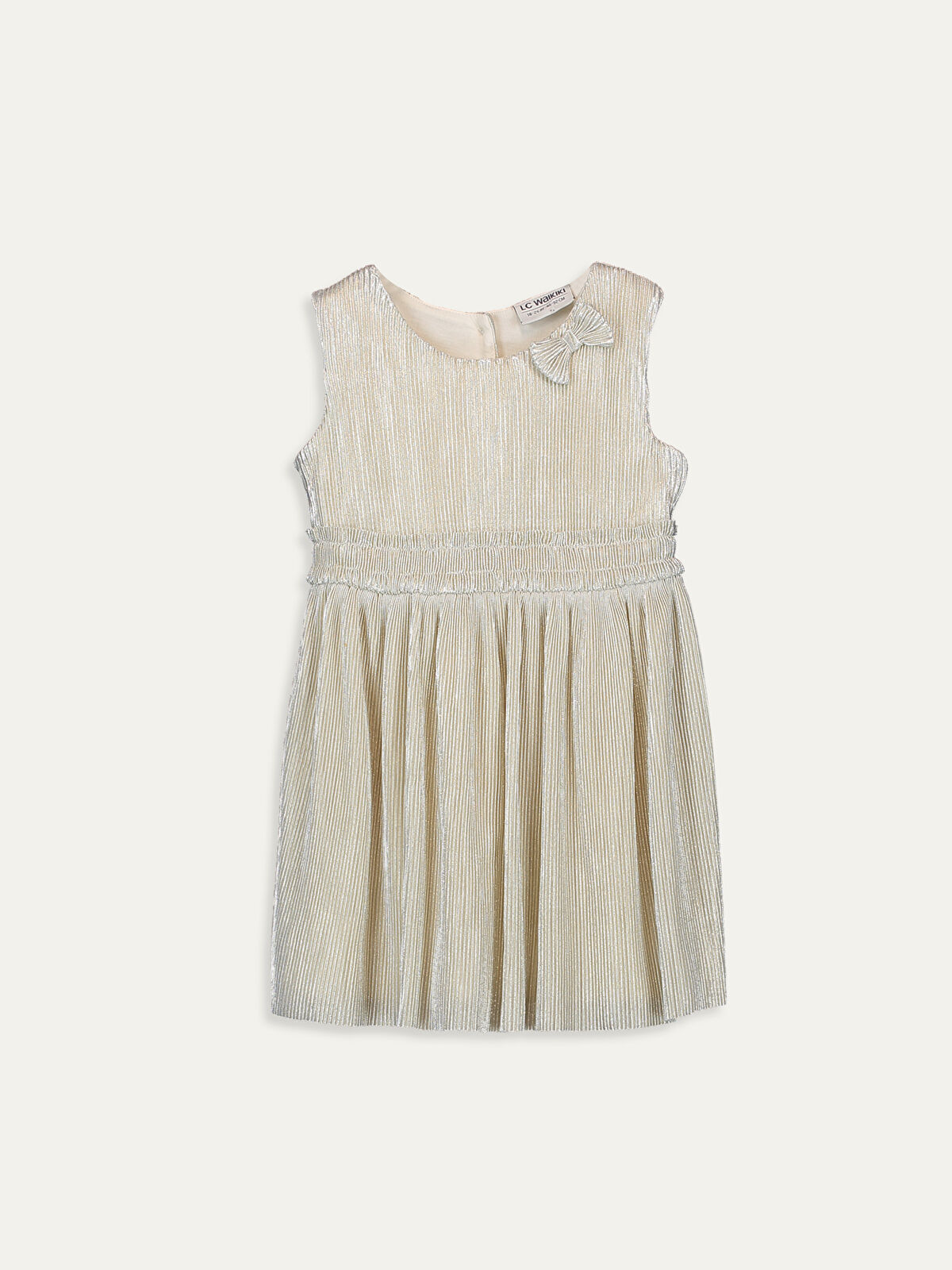 Ekru Kız Bebek Desenli Kadife Elbise Anne Kız Kombini LC