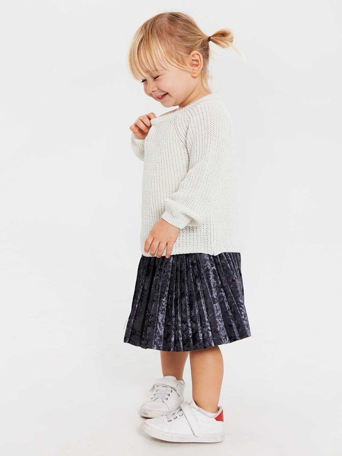 Ekru Kız Bebek Triko Kazak Anne Kız Kombini LC Waikiki