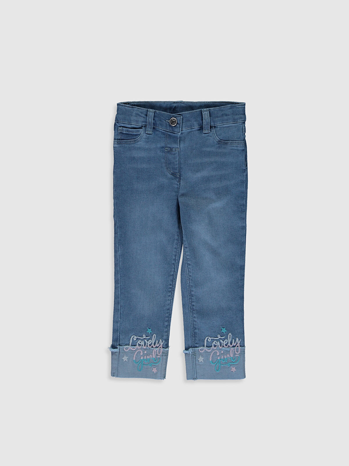 Gri Beli Lastikli Basic Pamuklu Kiz Bebek Jean Pantolon Lc Waikiki