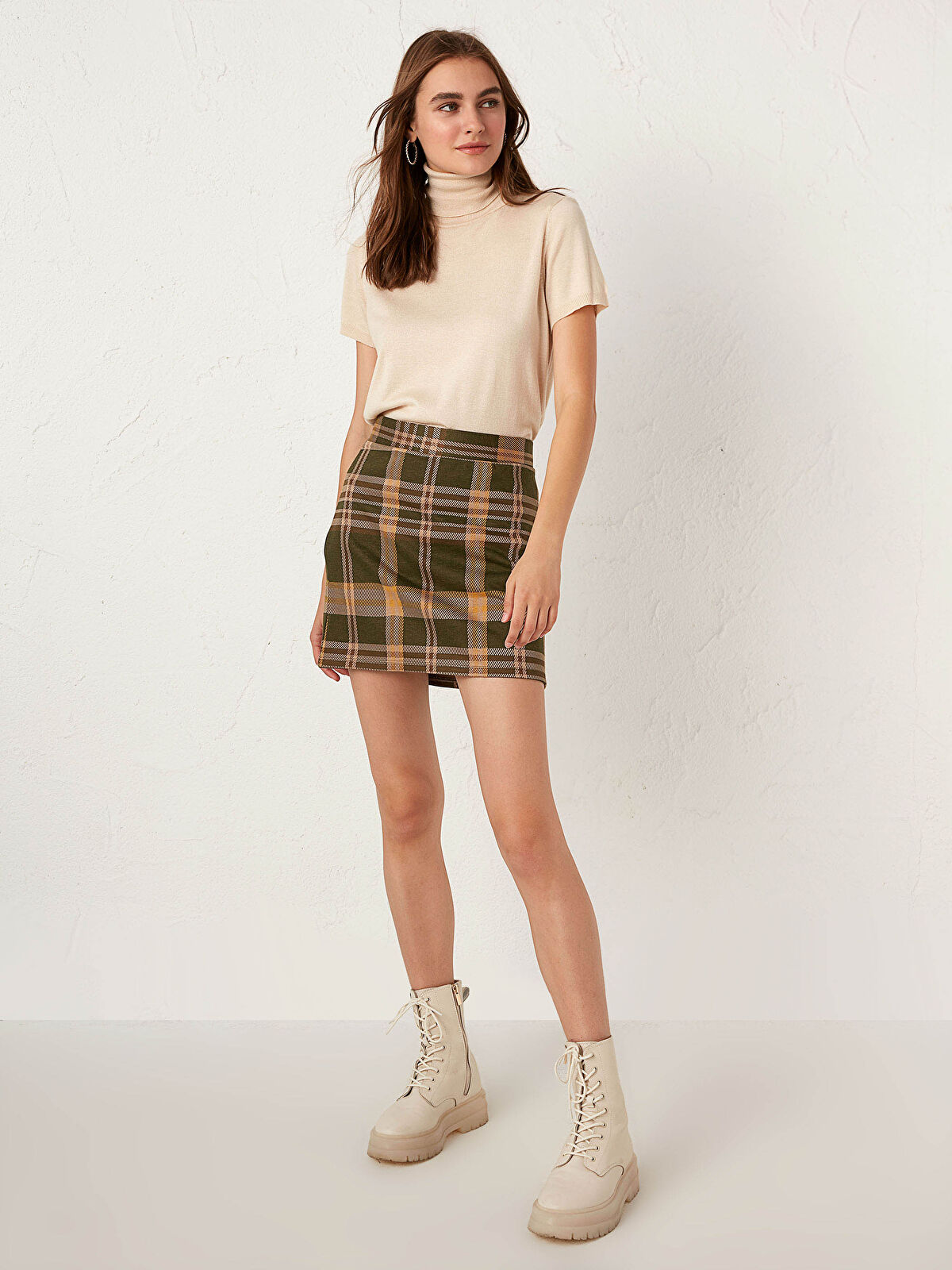 LC WAIKIKI Slim Fit Plaid Women's Mini Skirt -0WCH99Z8-LME