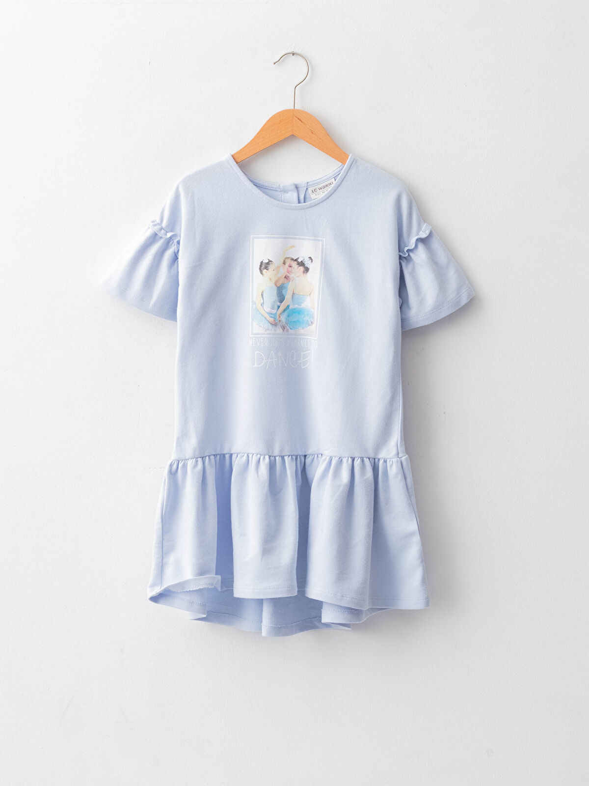 Crew Neck Printed Short Sleeve Cotton Girl Dress -W18873Z4-G2B 