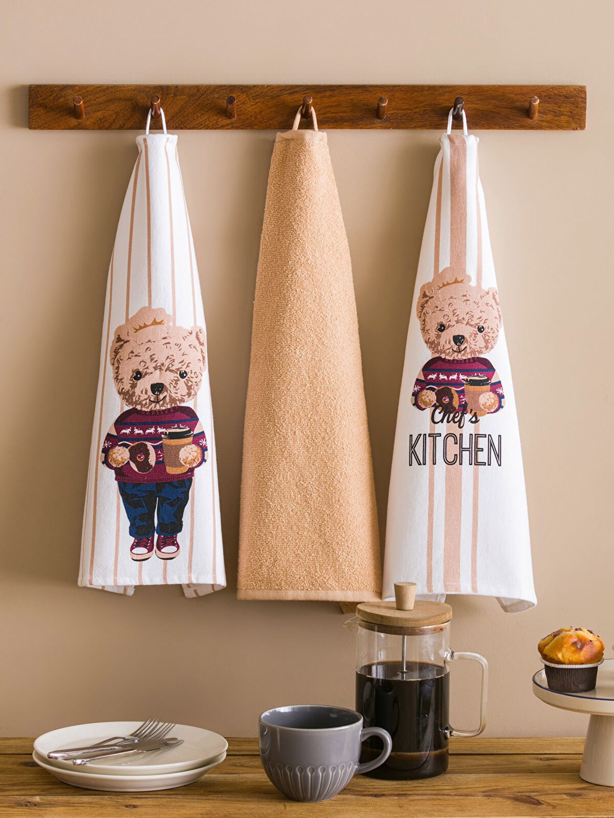 Teddy Bear Printed Tea Towel Set -W3HG53Z8-F9C - W3HG53Z8-F9C - LC Waikiki