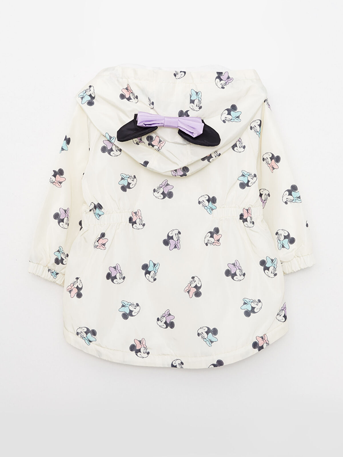 Hooded Long Sleeve Minnie Mouse Printed Baby Girl Coat