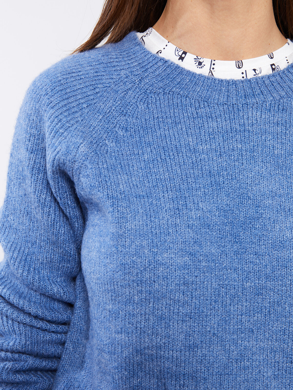 Crew Neck Regular Long Sleeve Women's Tricot Sweater -W22009Z8-L9C 