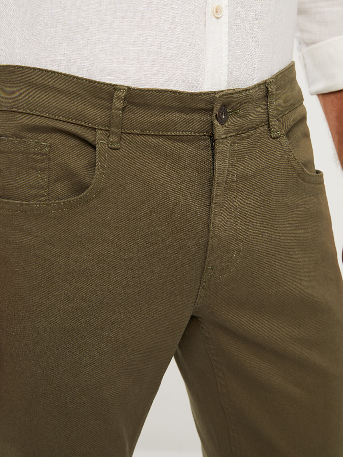 Slim Fit Gabardine Men's Chino Trousers -W22299Z8-MWZ - W22299Z8 
