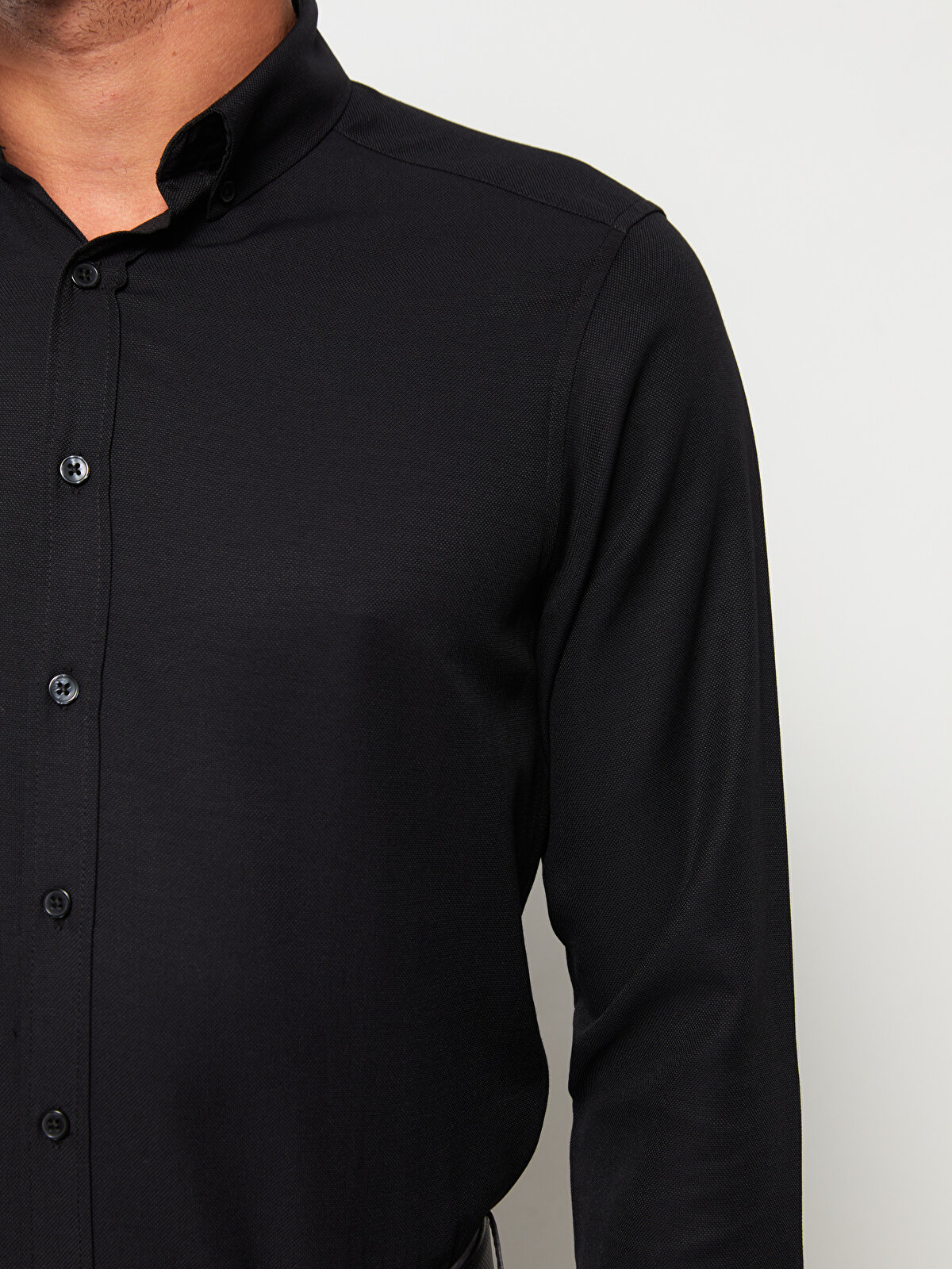 Slim Fit Long Sleeve Oxford Men's Shirt -W22423Z8-RQL 