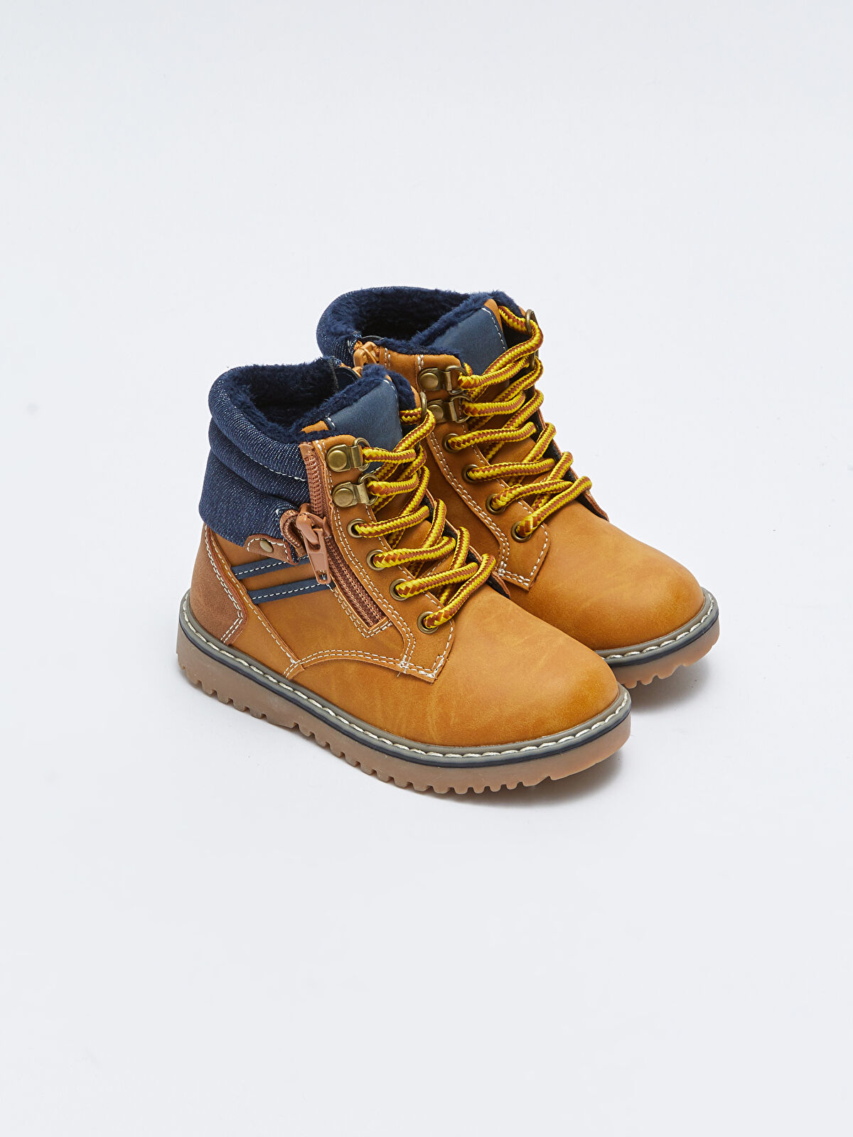 天然皮革●キュービック装飾・スニーカー(22-189) LC WAIKIKI Leather Look Lace-Up and Zipper Baby Boy Boots