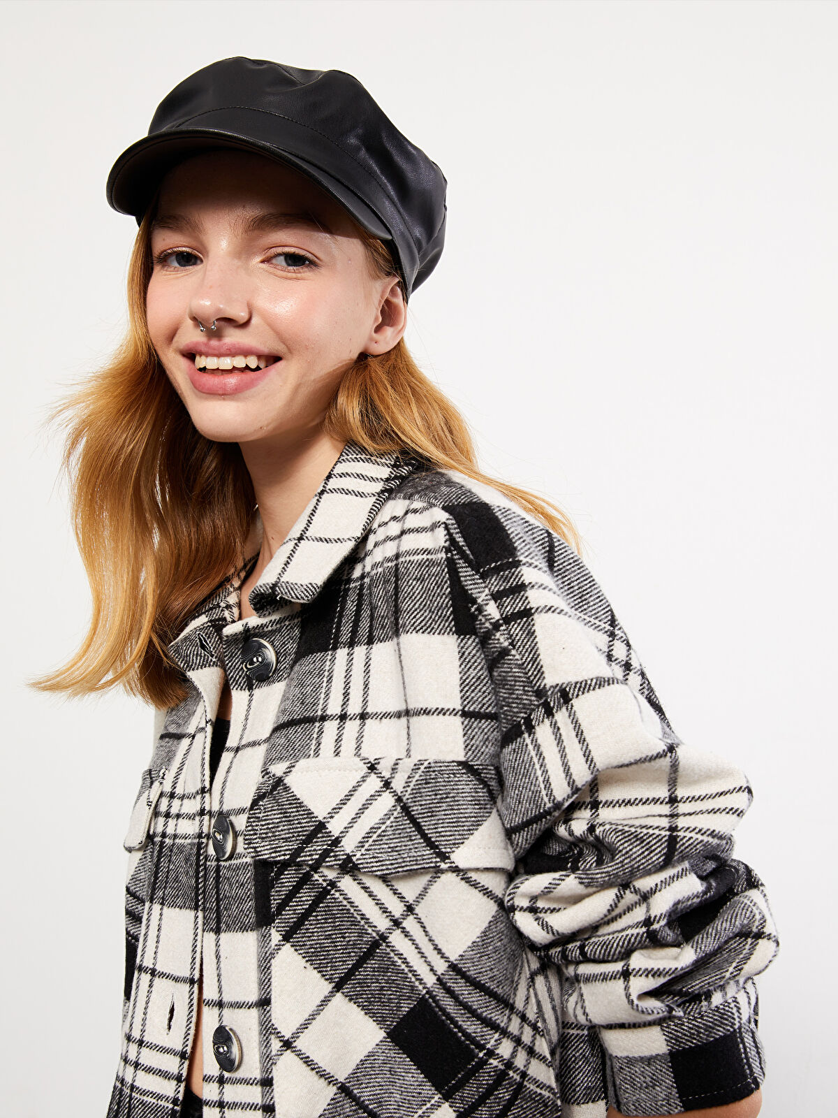 Plaid Long Sleeve Flannel Oversize Women's Lumberjack Shirt Jacket  -W23589Z8-LKX - W23589Z8-LKX - LC Waikiki