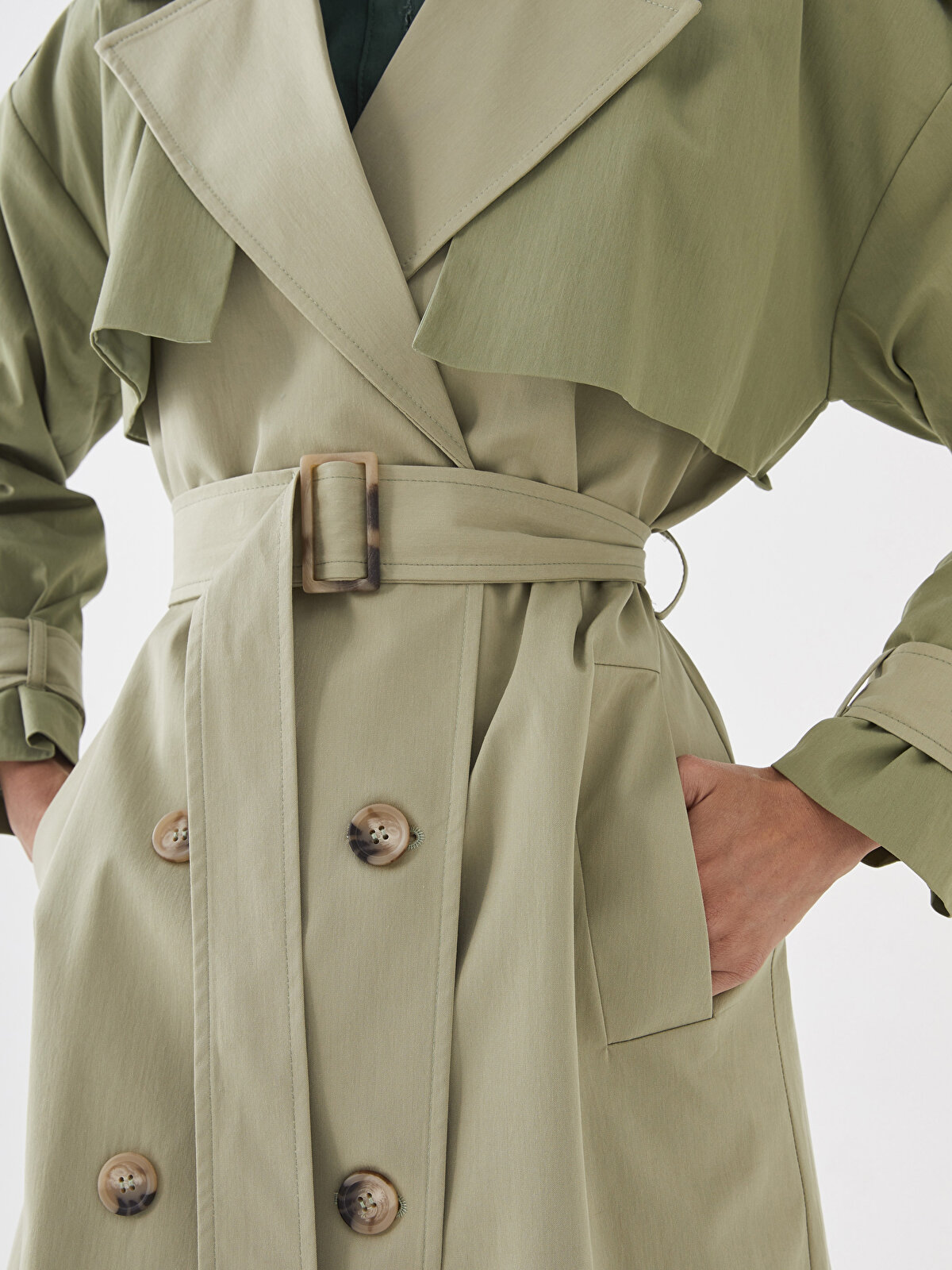 LCW Vision Jacket Collar Regular Long Sleeve Women's Trench Coat