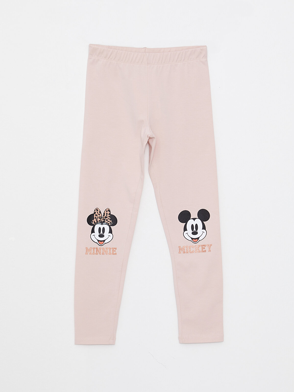 Elastic Waist Minnie and Mickey Mouse Printed Cotton Girls' Tights