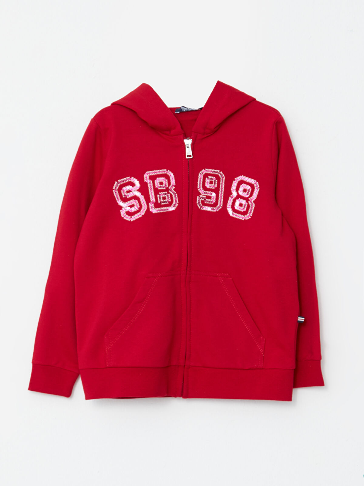 SOUTHBLUE Hooded Sequined Long Sleeve Girl Zippered