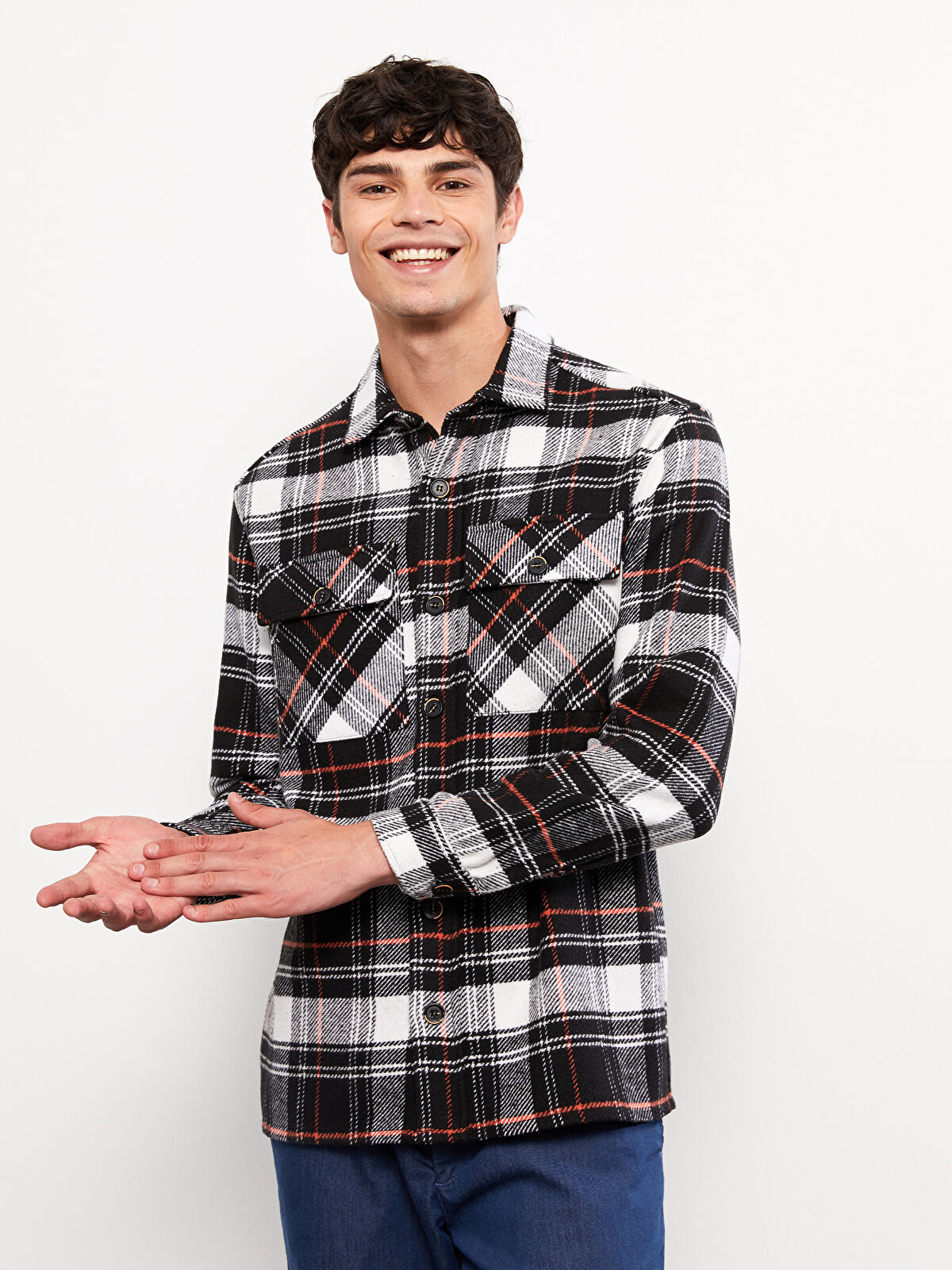 Relaxed Fit Long Sleeve Plaid Men's Lumberjack Shirt Jacket -W2CM48Z8-LKX -  W2CM48Z8-LKX - LC Waikiki