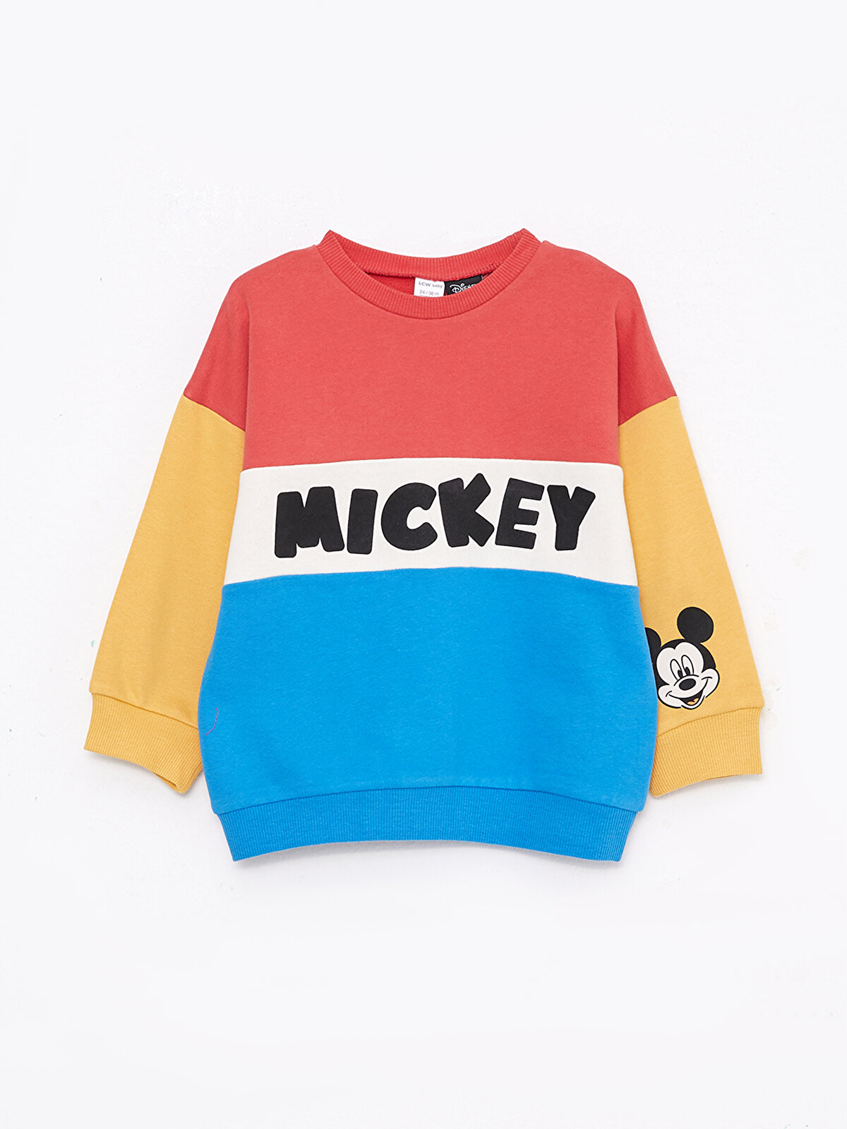Crew Neck Long Sleeve Mickey Mouse Printed Baby Boy Sweatshirt  -W2CO07Z1-GQ2 - W2CO07Z1-GQ2 - LC Waikiki