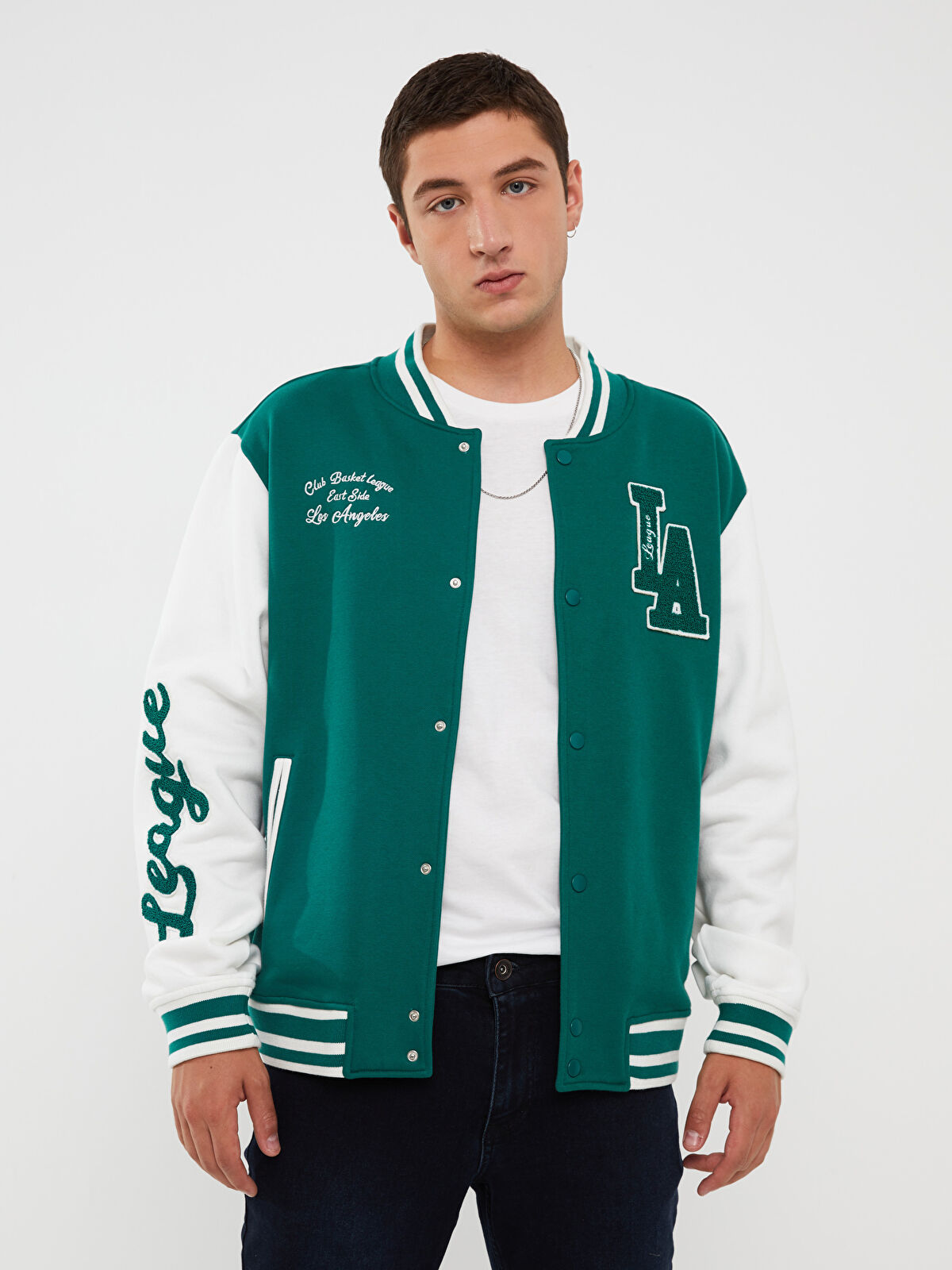 Standard Fit Long Sleeve Men's College Jacket -W2DA63Z8-S6T