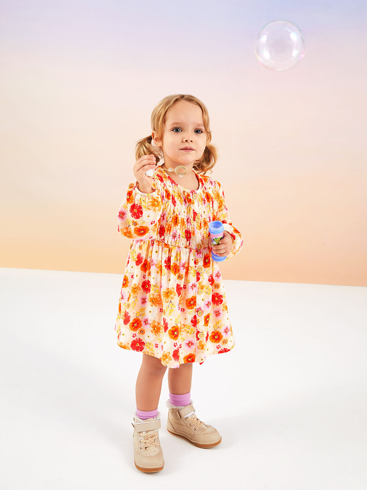Robe bebe fille imprimee a manches longues et col rond W2DY41Z1 LRA W2DY41Z1 LRA LC Waikiki