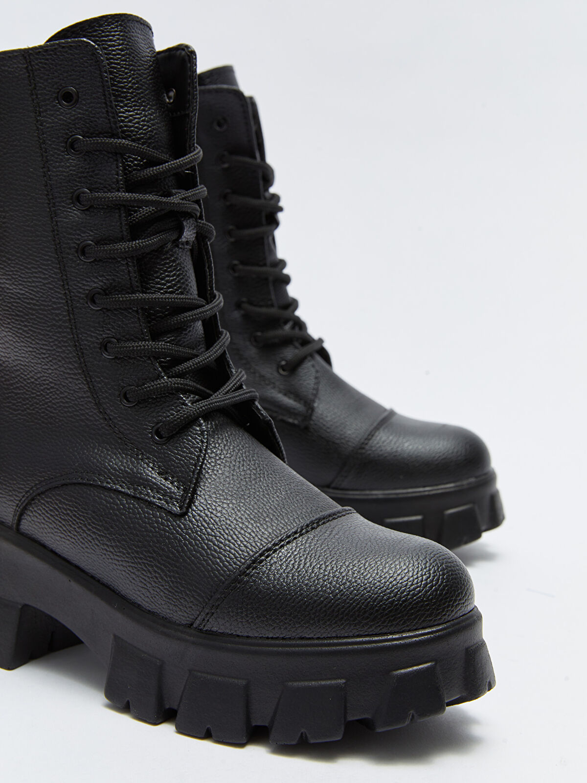 Leather Look Lace-Up Women's Snow Boots -W2GC71Z8-HUC - W2GC71Z8-HUC - LC  Waikiki
