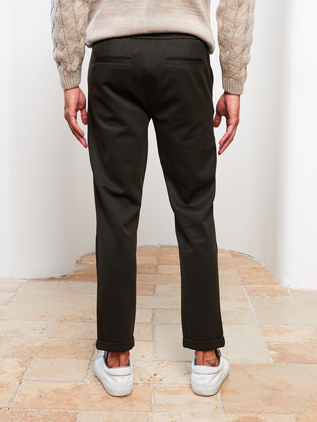 Slim Fit Men's Trousers with Tie Waist Detail -W2GC85Z8-HDL - W2GC85Z8-HDL  - LC Waikiki