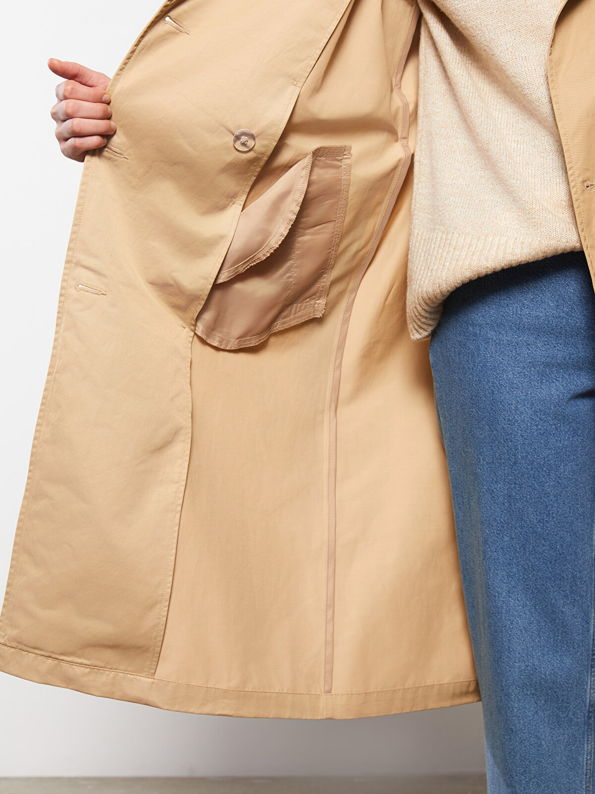 Jacket Collar Regular Long Sleeve Women's Trench Coat -S30301Z8 