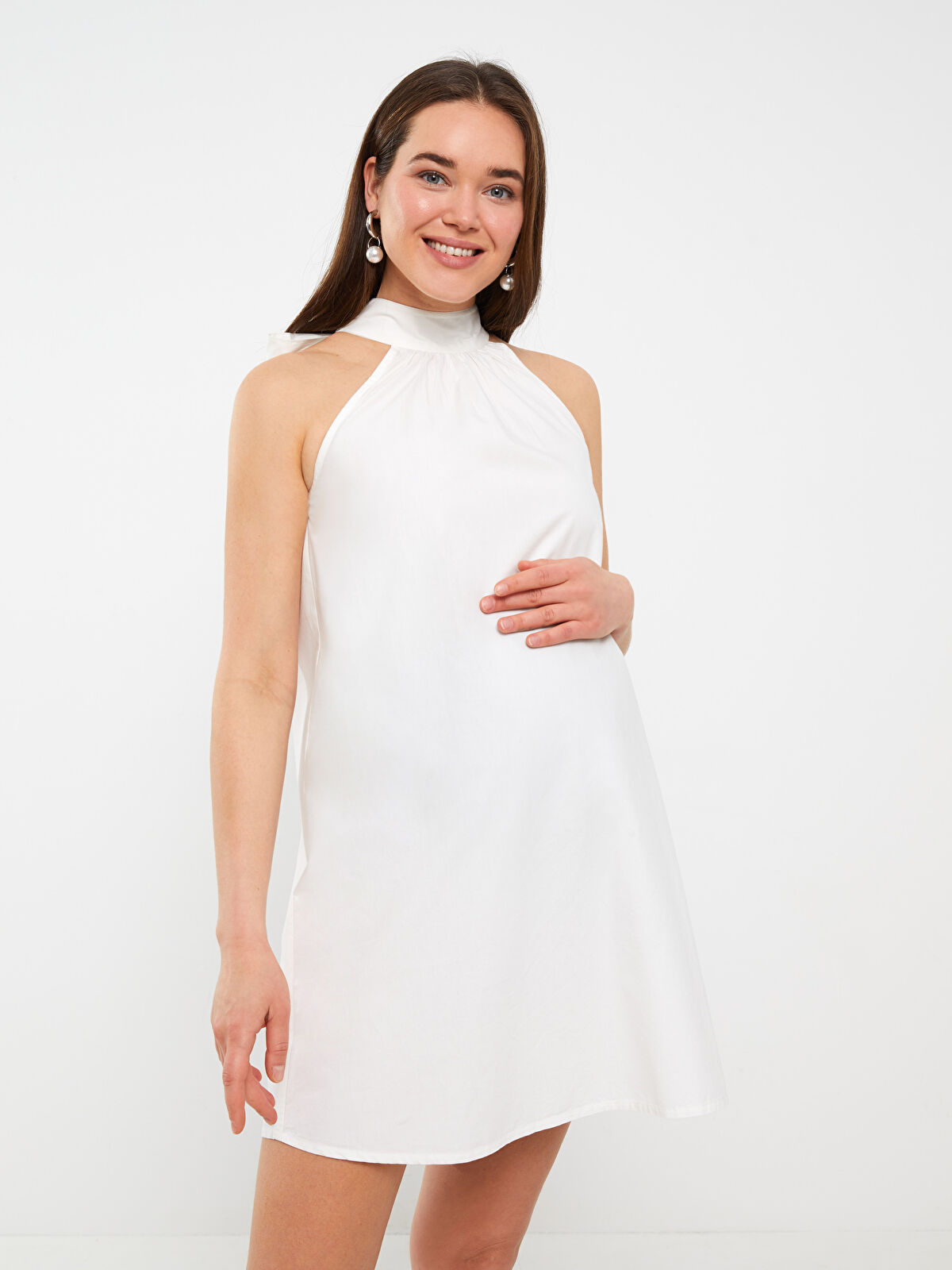 Halter neck deals maternity dress