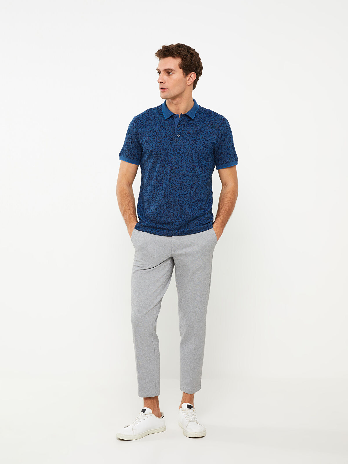 Polo Neck Short Sleeve Patterned Men's T-Shirt -S31825Z8-MKR