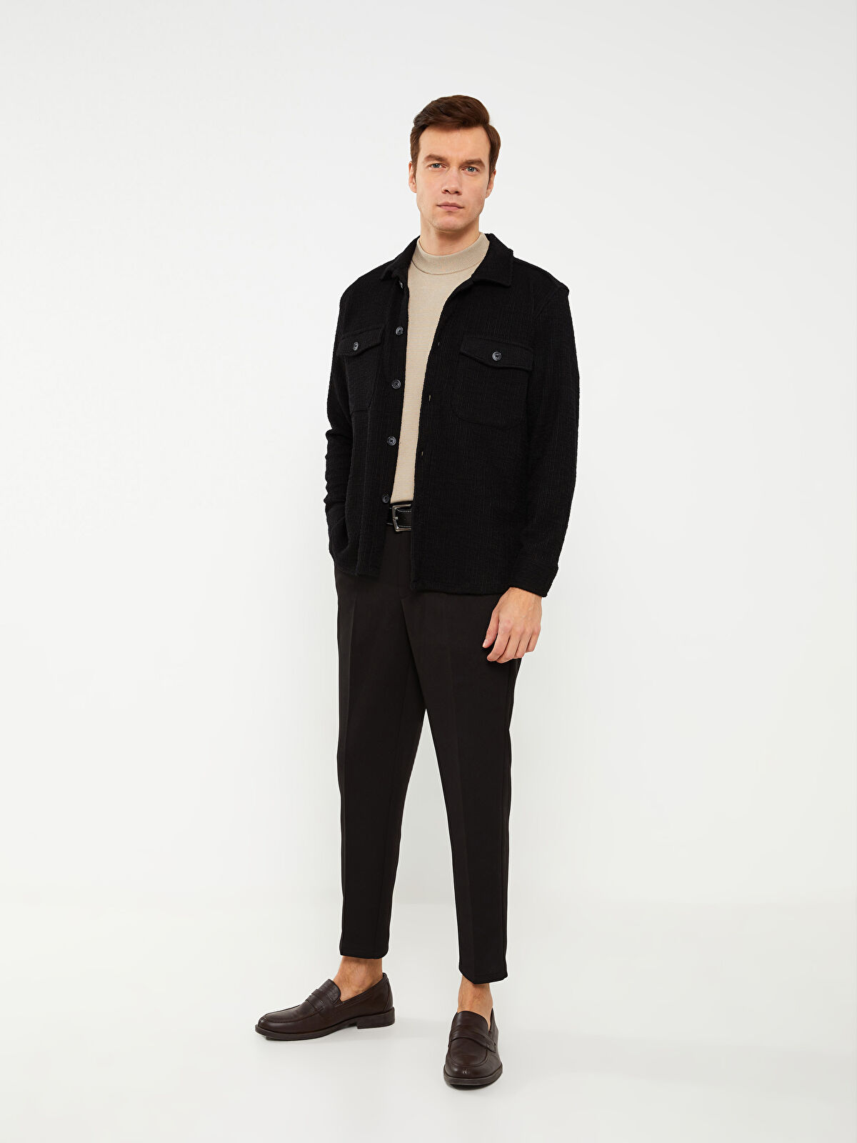 Regular Fit Long Sleeve Men's Shirt Jacket -S32221Z8-CVL