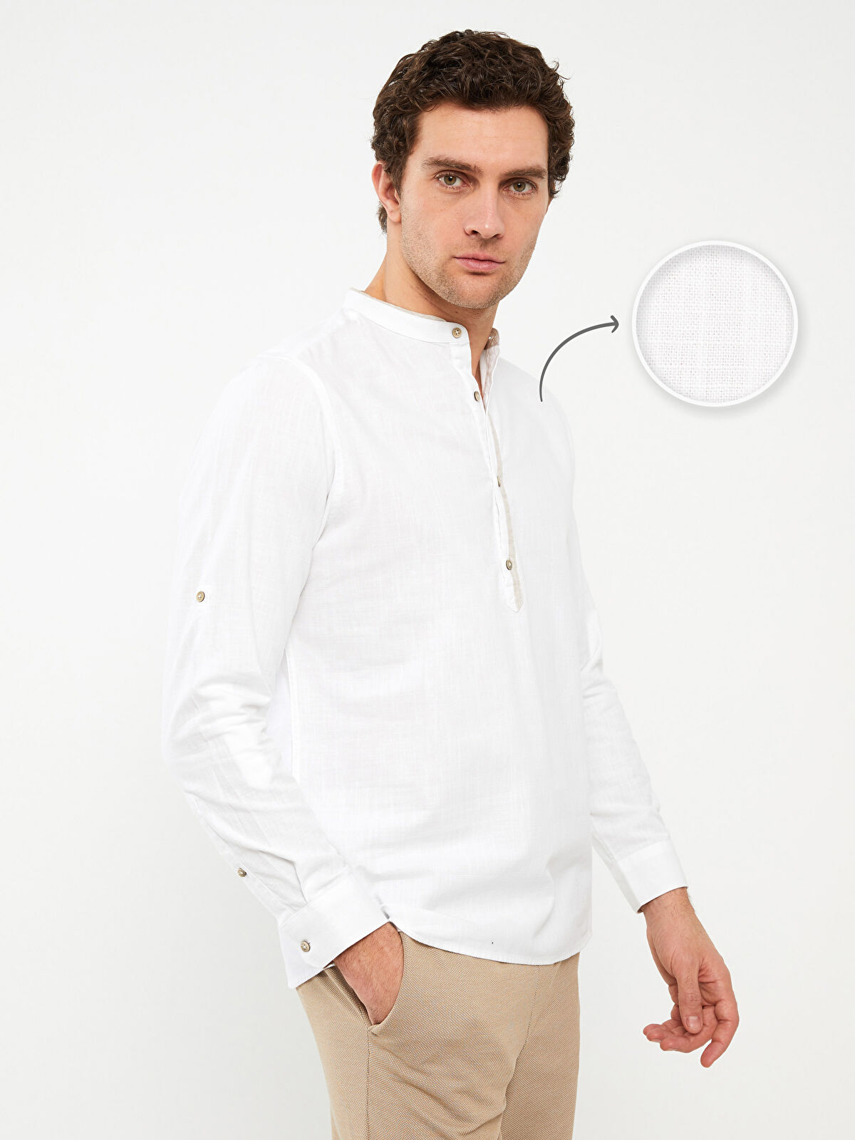 Slim Fit Long Sleeve Poplin Men's Shirt -S38744Z8-Q6K