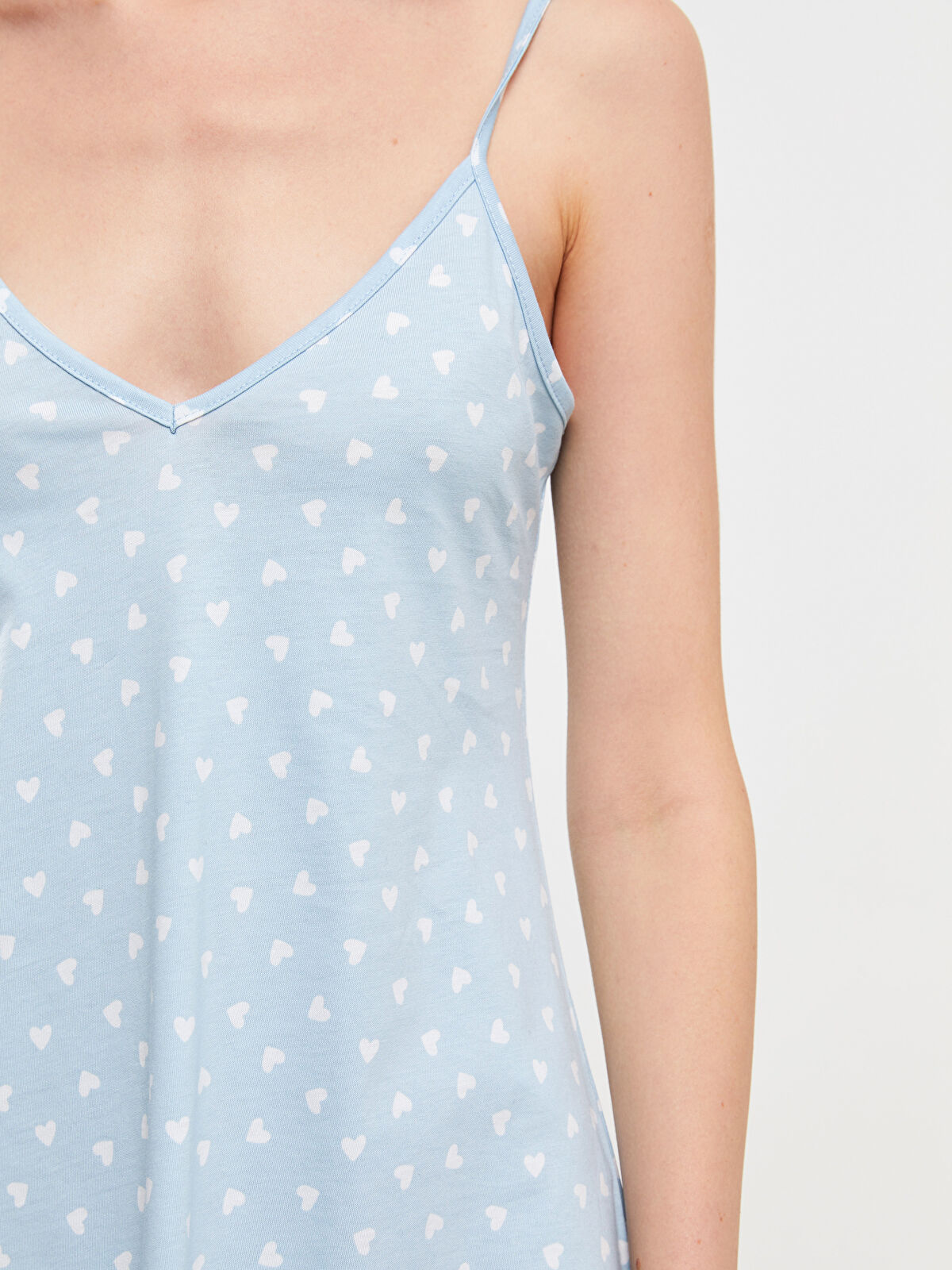V-Neck Patterned Strap Cotton Women's Nightgown -S39757Z8-LQK -  S39757Z8-LQK - LC Waikiki