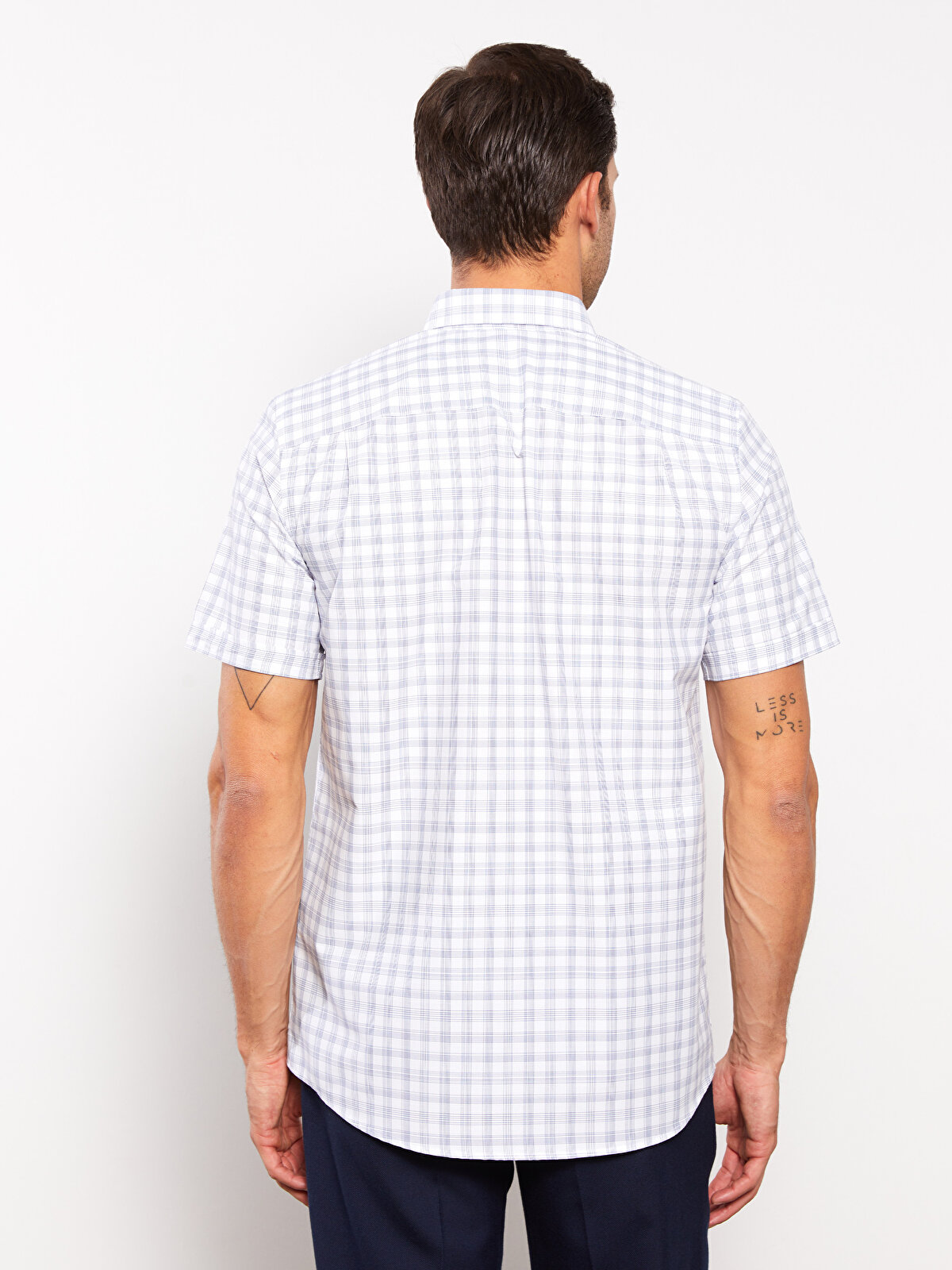 Regular Fit Short Sleeve Plaid Poplin Men's Shirt -S3AA82Z8-LN6 