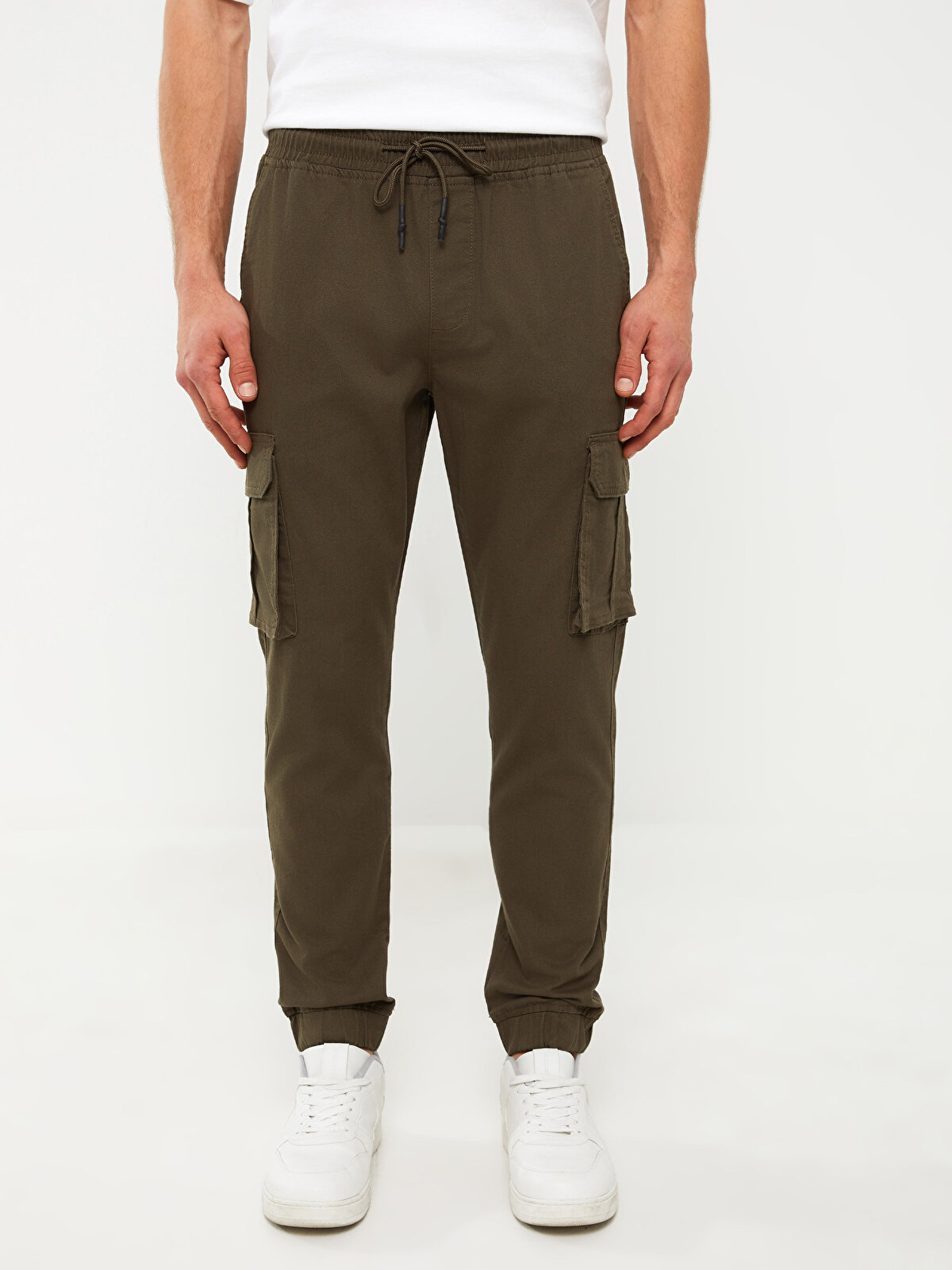 Slim Fit Gabardine Men's Cargo Trousers -S3AD84Z8-SEM - S3AD84Z8 