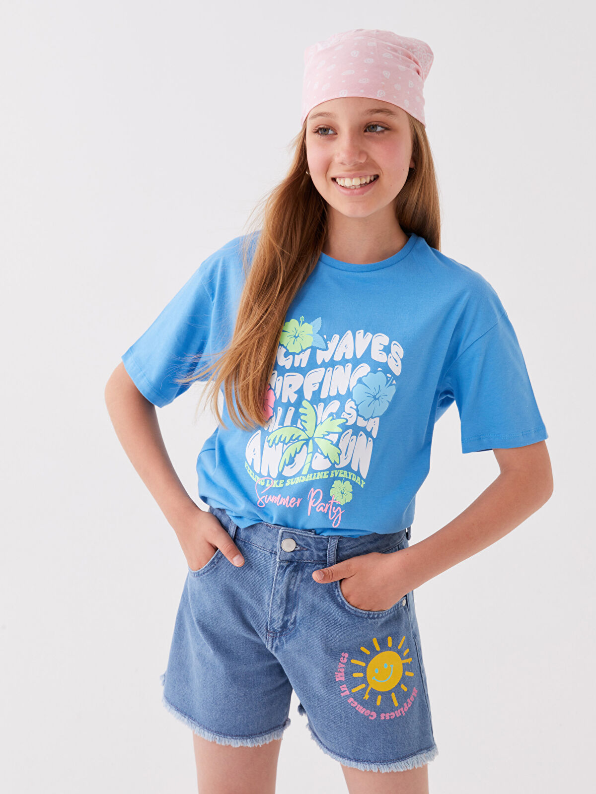 LC WAIKIKI Crew Neck Printed Short Sleeve Girls' T-Shirt