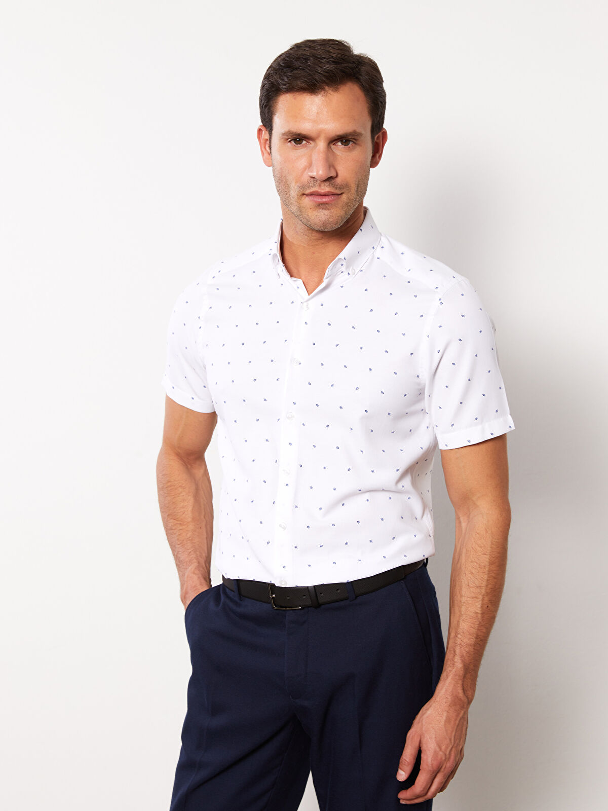 lim Fit Short Sleeve Patterned Men's Shirt -S3CR10Z8-LS3 - S3CR10Z8-LS3 -  LC Waikiki