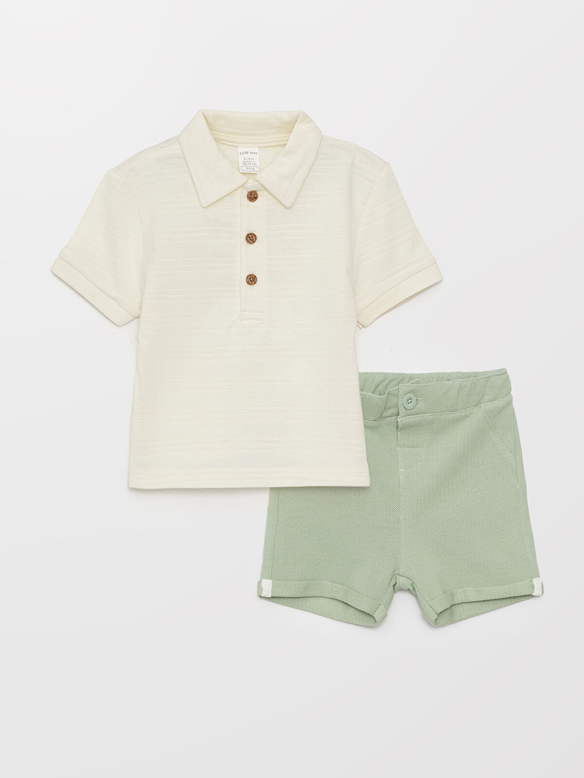 Polo Neck Short Sleeve Baby Boy T Shirt and Shorts 2 Piece Set S3DO56Z1 FDU S3DO56Z1 FDU LC Waikiki