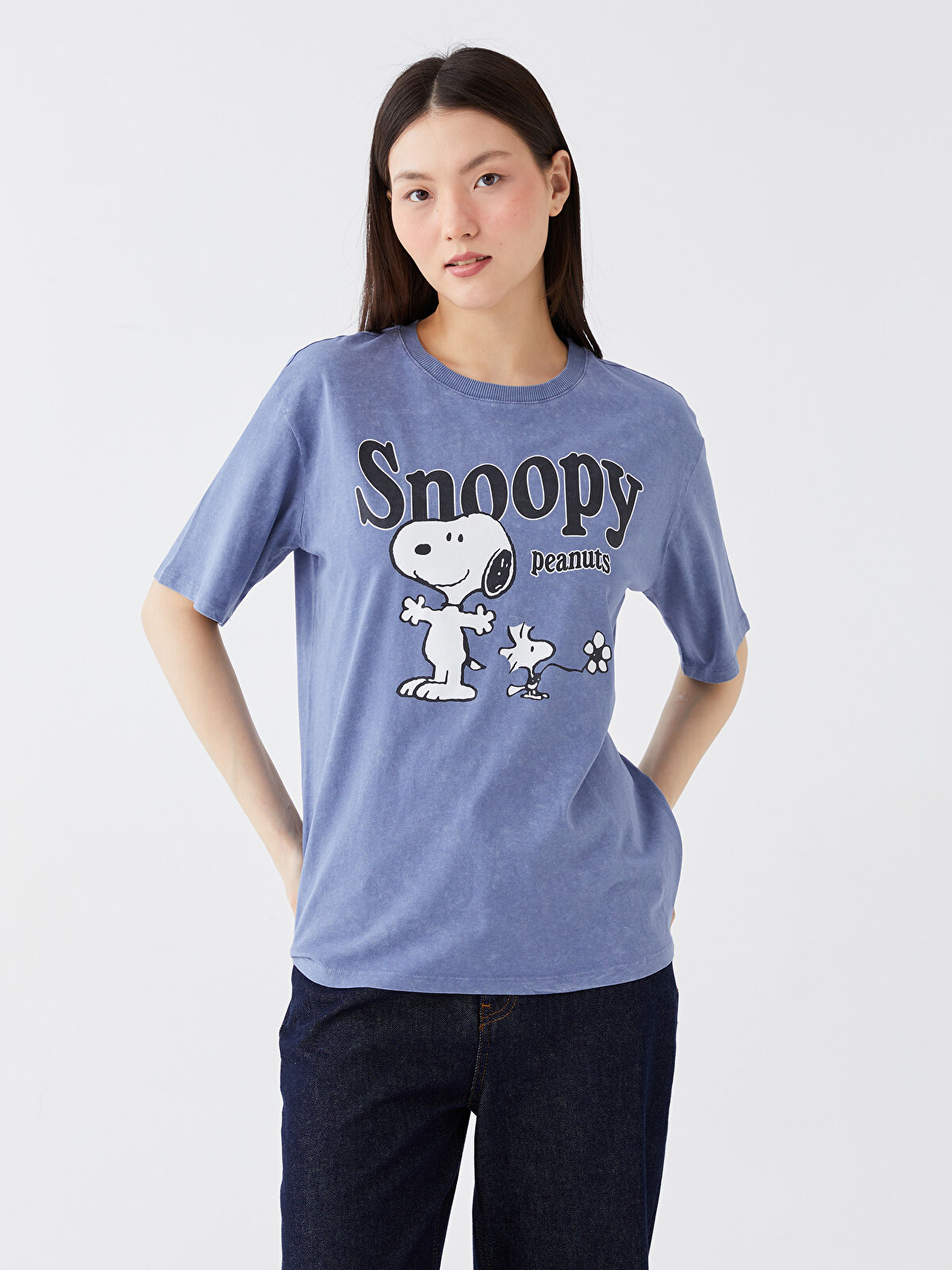 公式通販 - 人気アイテム多数 Crew Neck T Women's Oversize Sleeve Short Printed Snoopy トップス