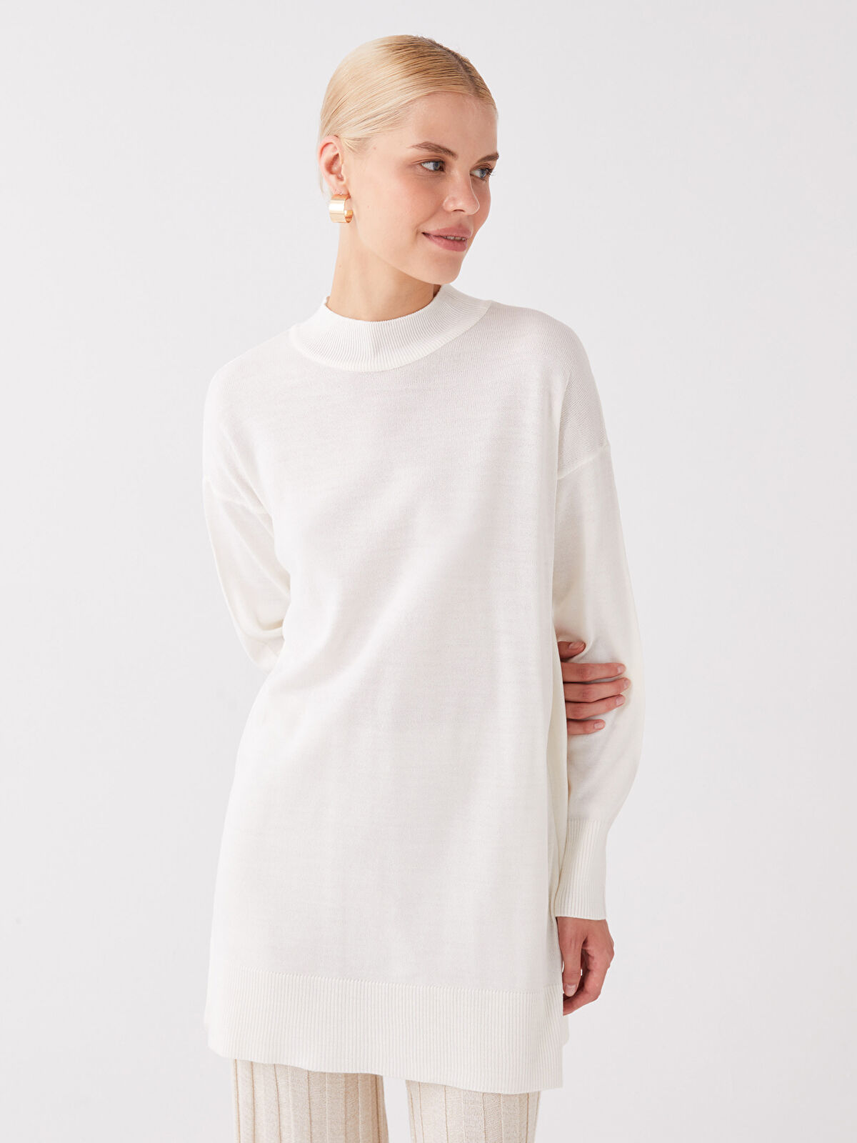 Half Turtleneck Regular Long Sleeve Women's Tricot Tunic -W30451Z8-V7W -  W30451Z8-V7W - LC Waikiki