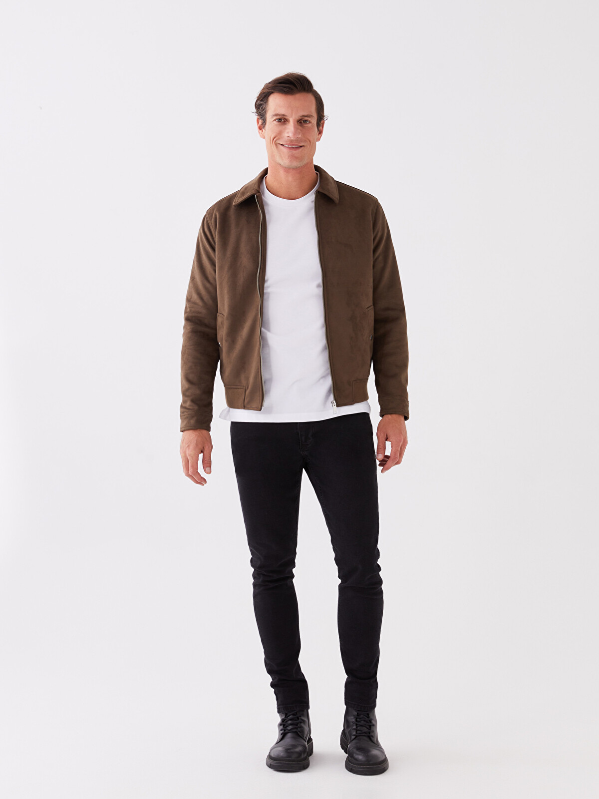 Standard Fit Shirt Neck Suede Men