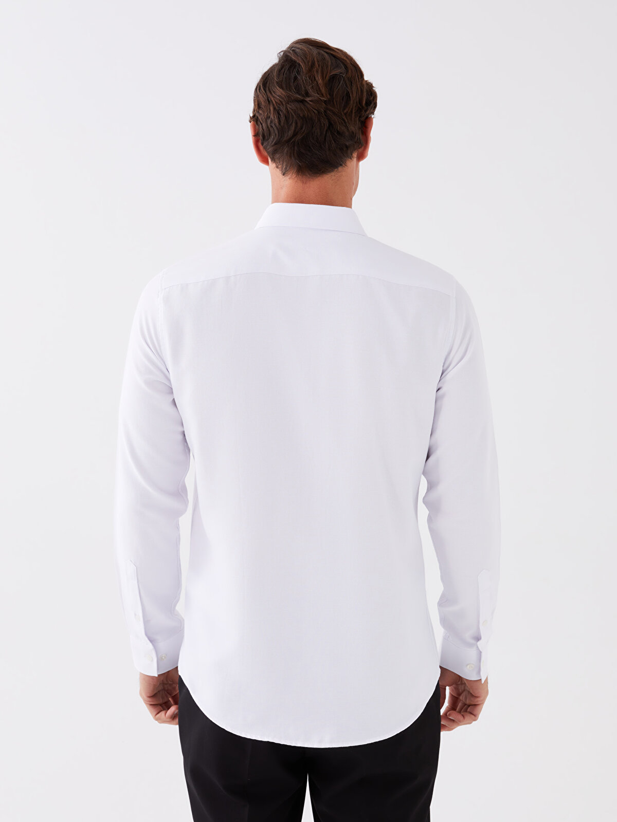 Slim Fit Long Sleeve Oxford Men's Shirt -W33021Z8-Q6K - W33021Z8 