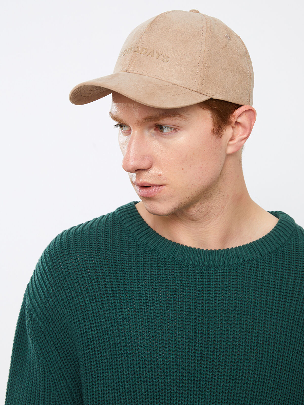 Men's Suede Cap Hat With Lettering Embroidery -W33252Z8-EHW - W33252Z8-EHW  - LC Waikiki