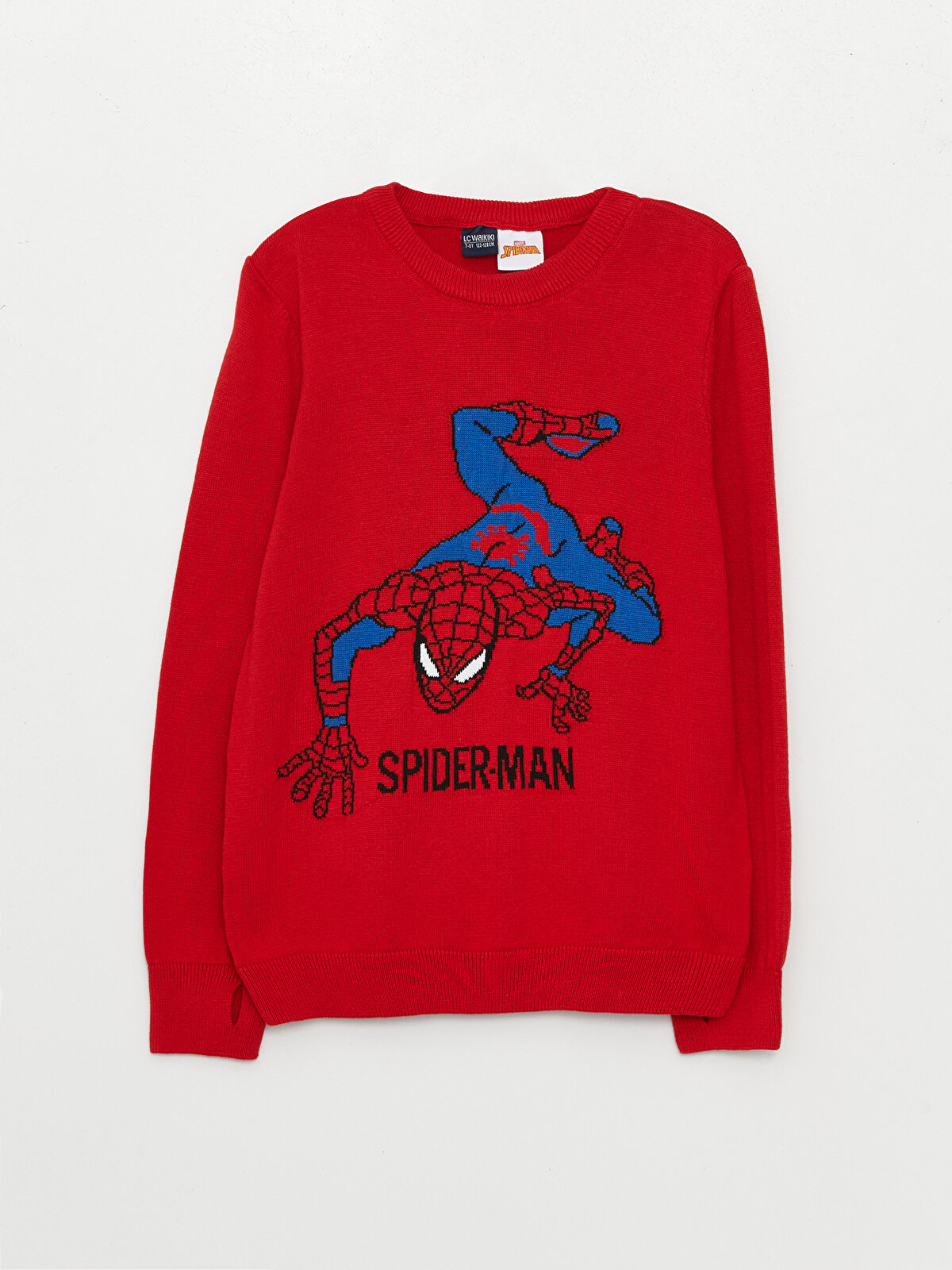 Crew Neck Spiderman Patterned Long Sleeve Boy Tricot Sweater -W33327Z4-HMW  - W33327Z4-HMW - LC Waikiki