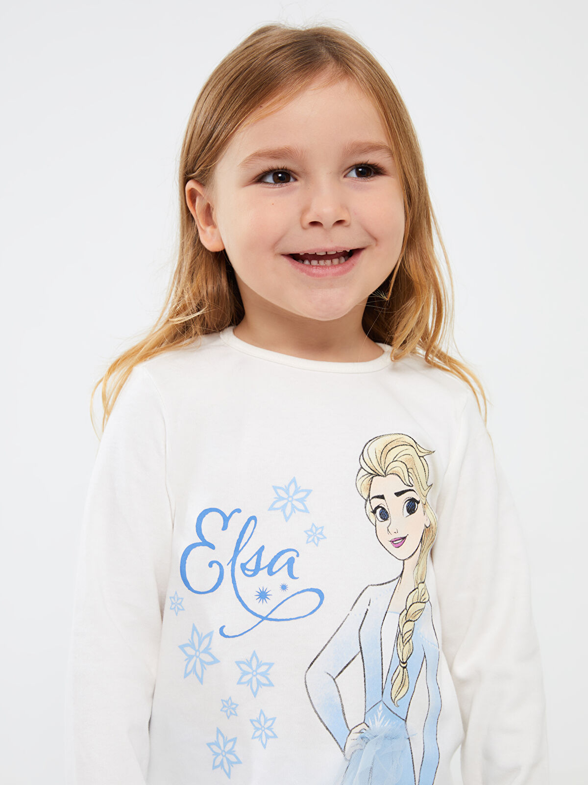 Crew Neck Long Sleeve Elsa Printed Baby Girl T-Shirt and Pants 2-Pack Set  -W34193Z1-R9J - W34193Z1-R9J - LC Waikiki