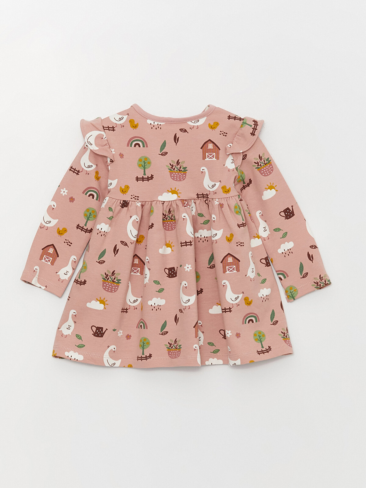 Crew Neck Long Sleeve Printed Baby Girl Dress and Pantyhose 2-Pack Set  -W34438Z1-LT4 - W34438Z1-LT4 - LC Waikiki