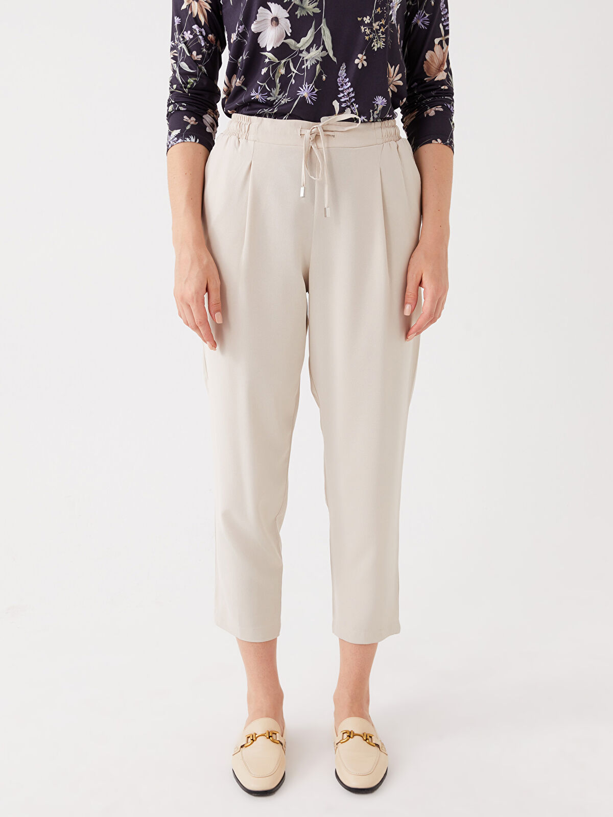 Carrot Cut Women Pants With Elastic Waist -W34971Z8-G5M Carrot Cut Women Pants With Elastic Waist -W34971Z8-G5M