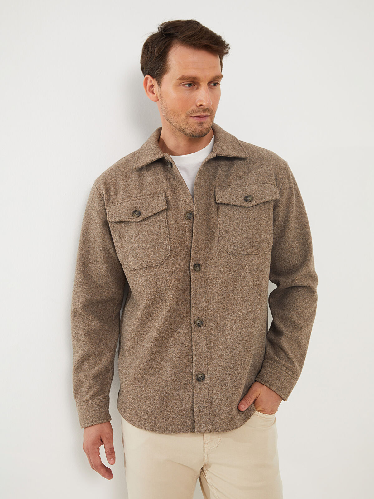 Regular Fit Long Sleeve Men's Shirt Jacket -W35295Z8-K6V - W35295Z8-K6V -  LC Waikiki