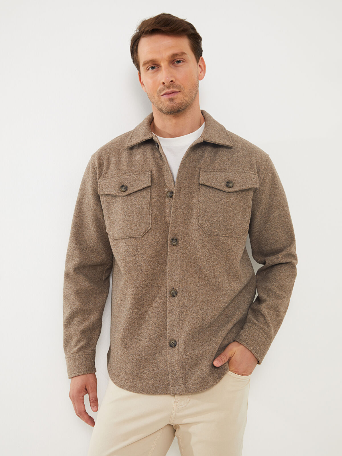 Regular Fit Long Sleeve Men's Shirt Jacket -W35295Z8-K6V - W35295Z8-K6V -  LC Waikiki