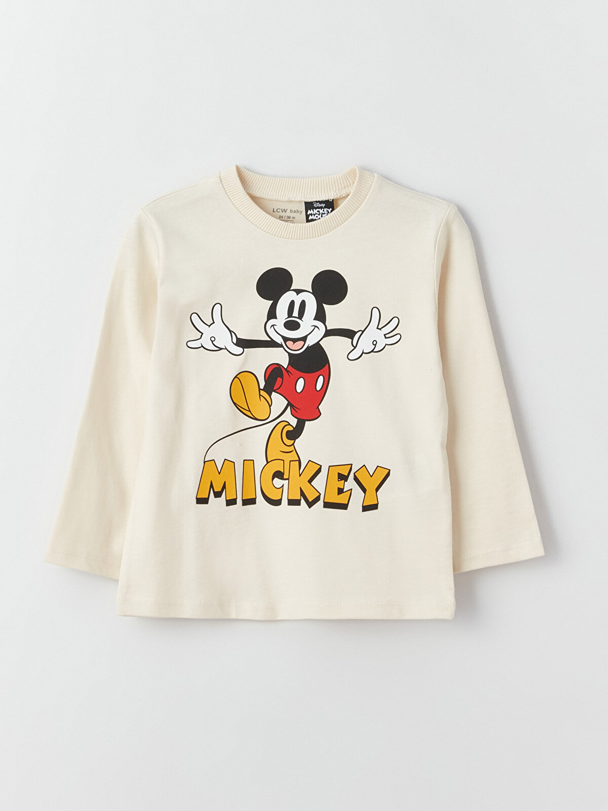 Crew Neck Long Sleeve Mickey Mouse Printed Baby Boy T-Shirt -W35698Z1-QVK -  W35698Z1-QVK - LC Waikiki