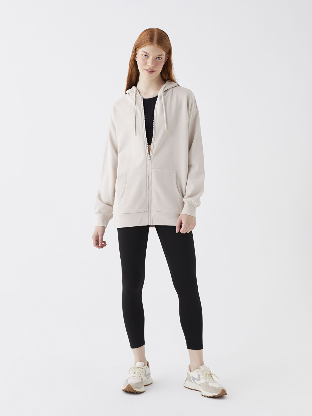 Hooded Oversize Women's Thick Zippered Sweatshirt -W36210Z8