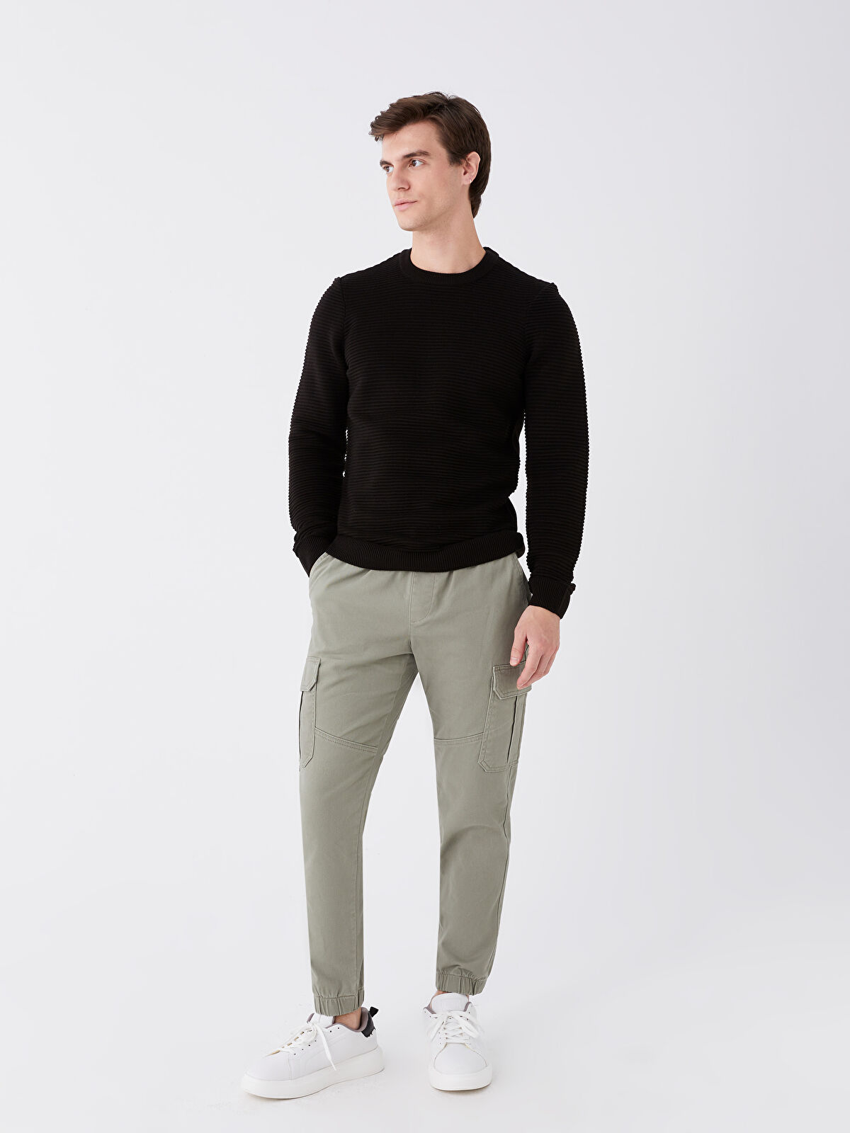 2025人気特価 Slim Fit Gabardine Men's Cargo Trousers -W38477Z8-SEV Clothing