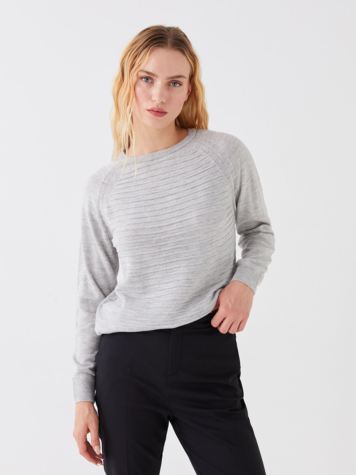 Womens grey top crew neck jumper