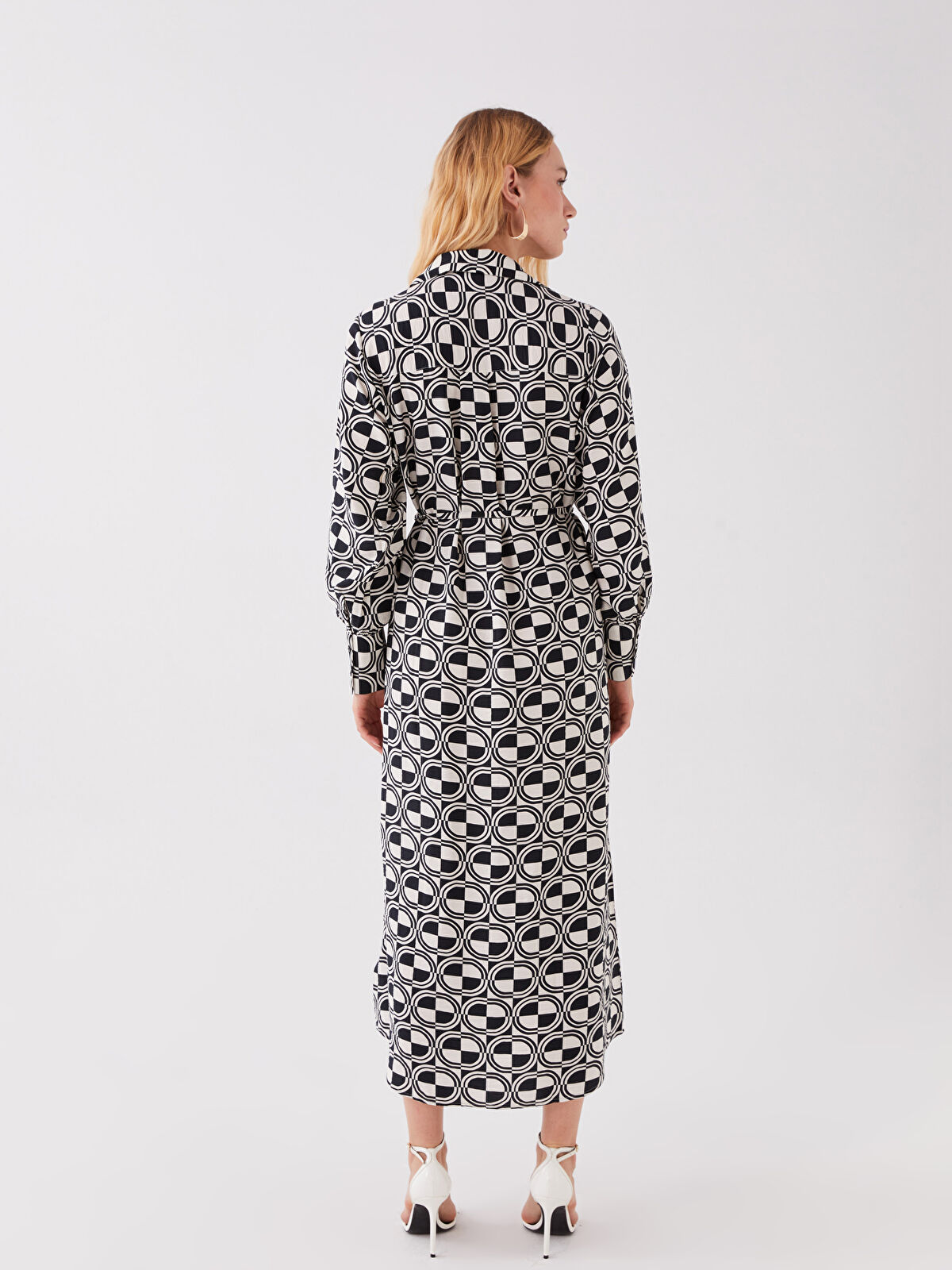 ワンピース LONG-SHIRT-DRESS LC WAIKIKI Patterned Long Sleeve Women's Shirt Dress