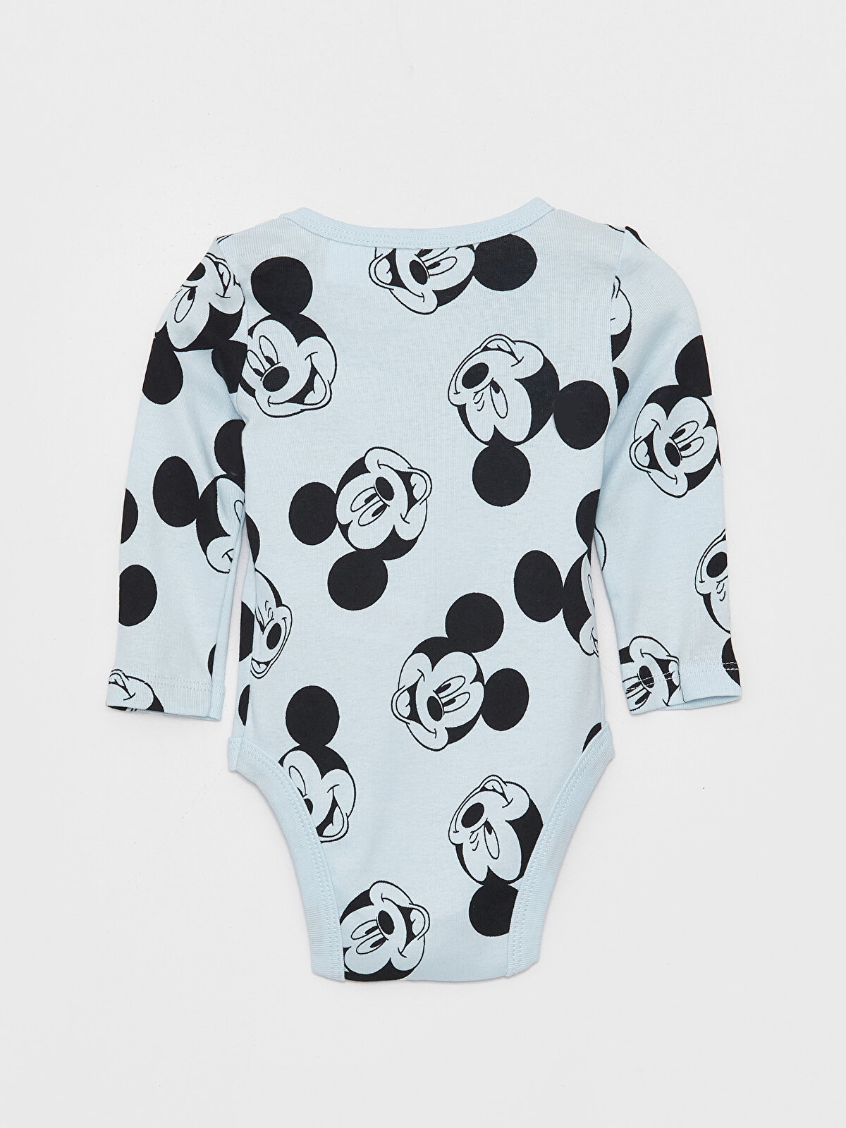 Crew Neck Long Sleeve Mickey Mouse Printed Baby Boy Snap-On Bodysuit  2-Piece -W39999Z1-FUX - W39999Z1-FUX - LC Waikiki